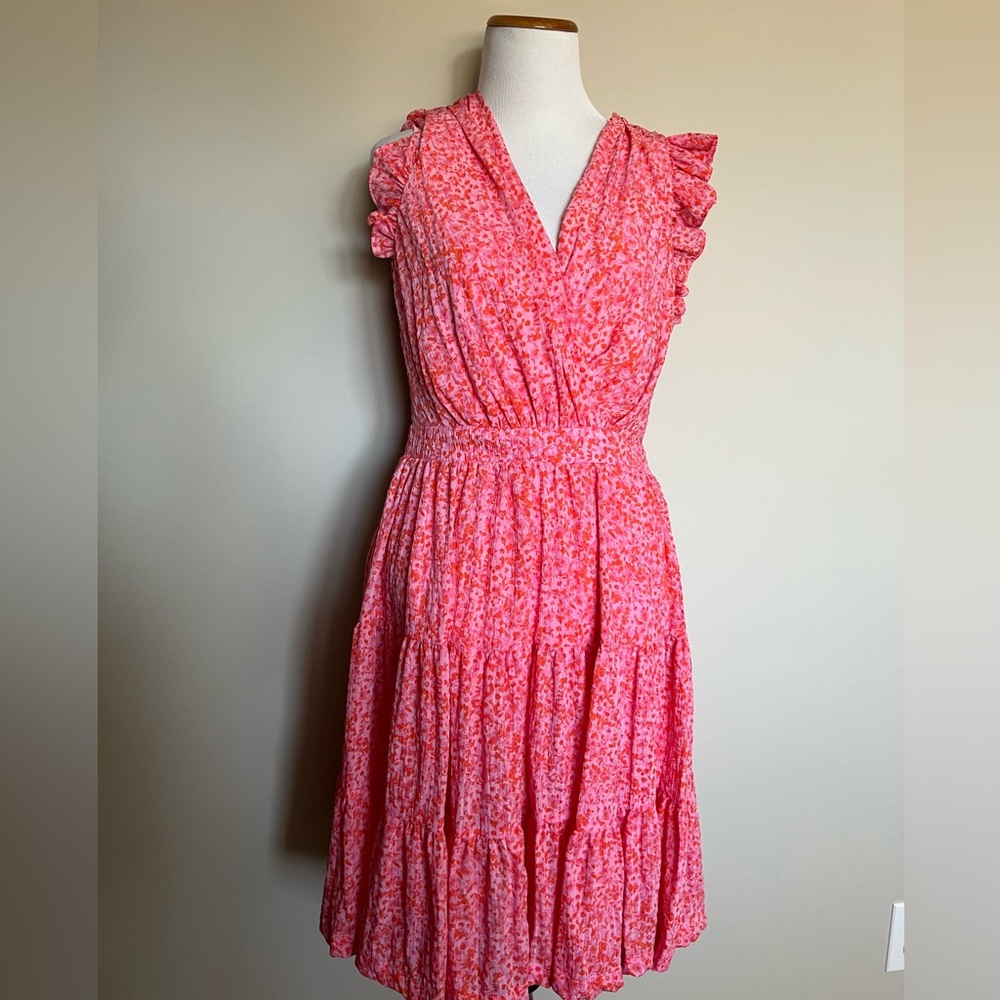 Taylor Orange & Pink Print Ruffle Tiered Sundress Size 8